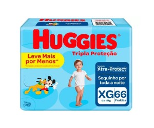 FRALDA HUGGIES TRIPLA PROTEÇÃO HIPER XG 66 UNIDADES