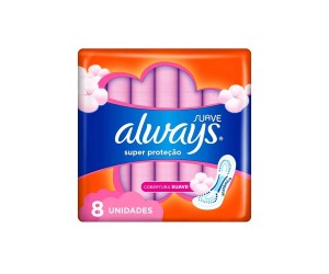 ABSORVENTE ALWAYS SUPER PROTEÇÃO SUAVE SEM ABAS 8 UNIDADES