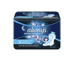ABSORVENTE ALWAYS NOITES TRANQUILAS SECA COM ABAS 8 UNID