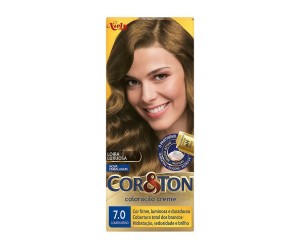 COLORAÇÃO CREME KIT COR&TON 7.0 LOURO MÉDIO