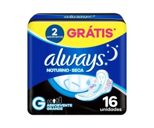 ABSORVENTE ALWAYS NOITES TRANQUILAS SECA COM ABAS 16 UNID