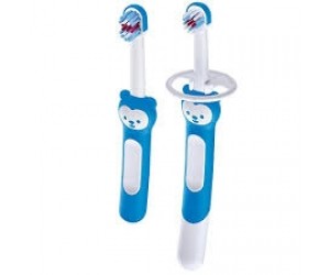 ESCOVA MAM LEARN TO BRUSH SET 5+ AZUL