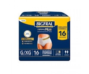 FRALDA GERIÁTRICA BIGFRAL DERMA PLUS G/XG 16 UNIDADES