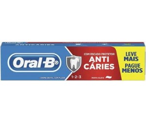 CREME DENTAL ORAL B 123 ANTI CÁRIES MENTA SUAVE 150G