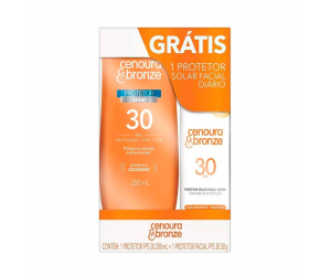 KIT PROT SOLAR CENOURA BRONZE FPS30 200ML+FACIAL FPS30 110ML