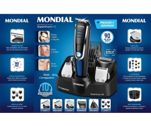 APARADOR DE PELOS SUPERGROOM MONDIAL 10 ACESSÓRIOS BIVOLT
