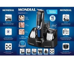 APARADOR DE PELOS SUPERGROOM MONDIAL 10 ACESSÓRIOS BIVOLT
