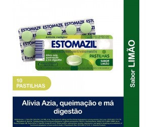 ESTOMAZIL PASTILHAS MASTIGÁVEIS SABOR LIMÃO 10 UNID