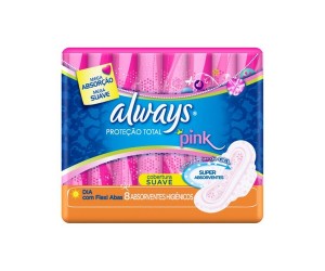 ABSORVENTE ALWAYS PINK SUAVE COM ABAS 8 UNID